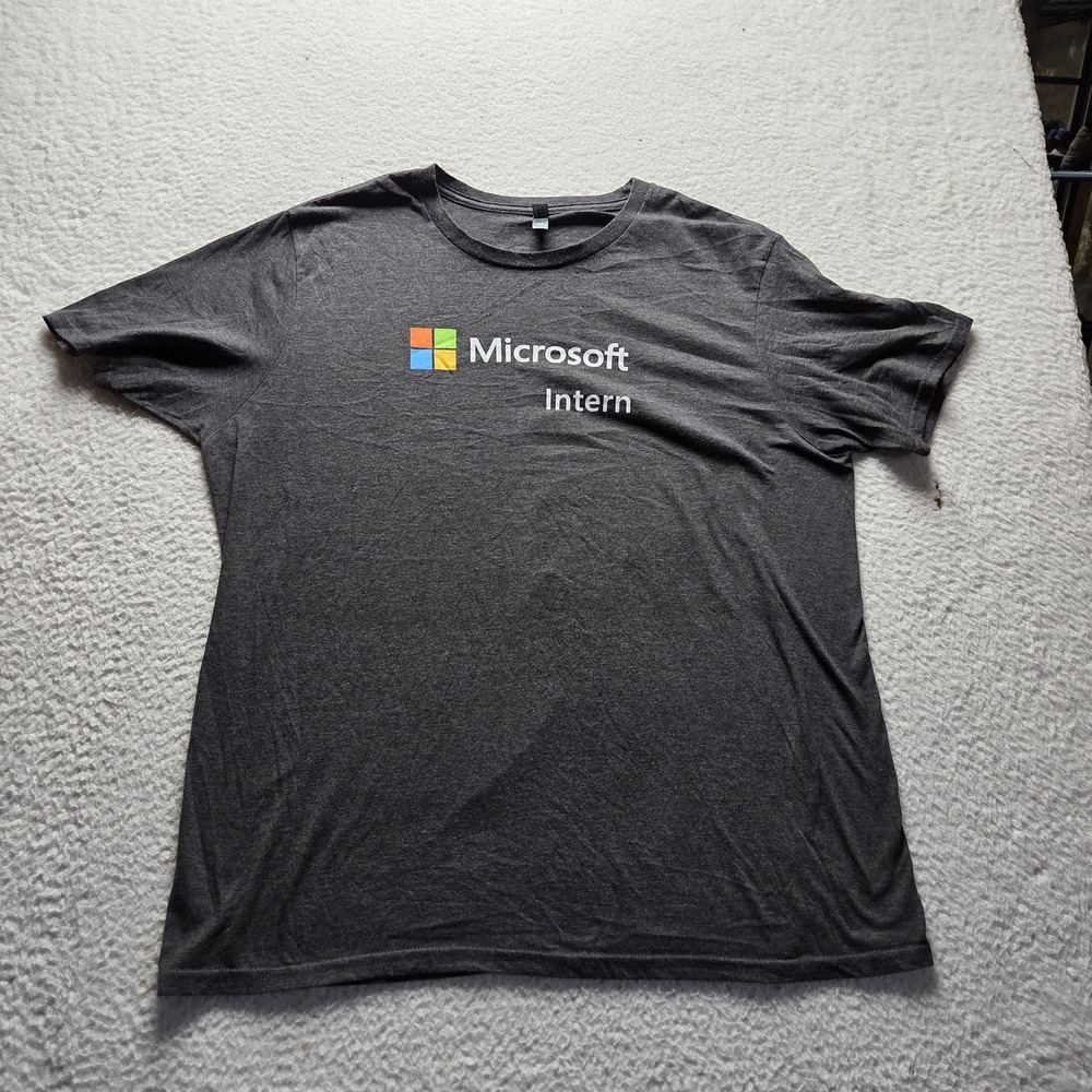 District Made Shirt Mens XL Gray Microsoft Intern Logo Graphic Tee Jersey Tech